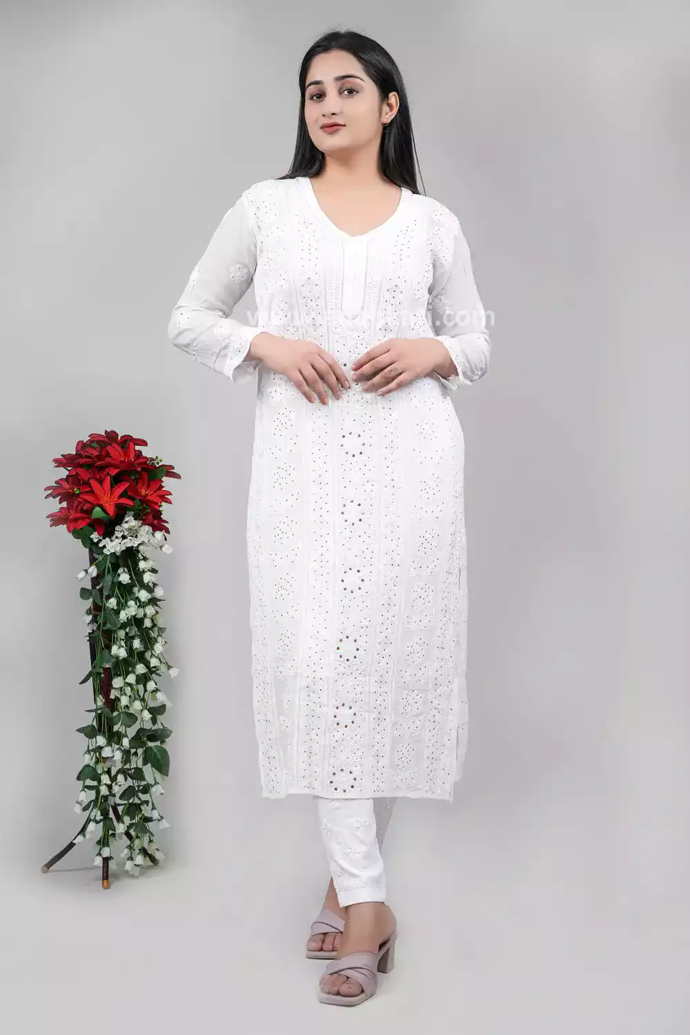 White Chikankari Kurti Set Online | Chikankari Kurti For Women