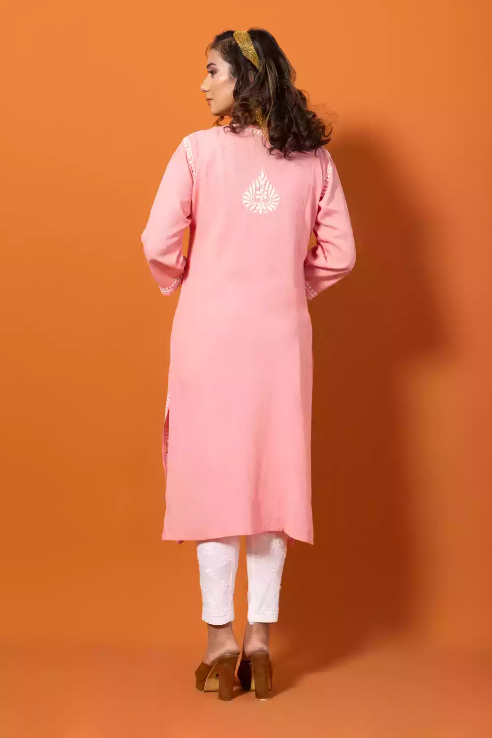 Pink Chikankari Kurtis Online Shopping For Women