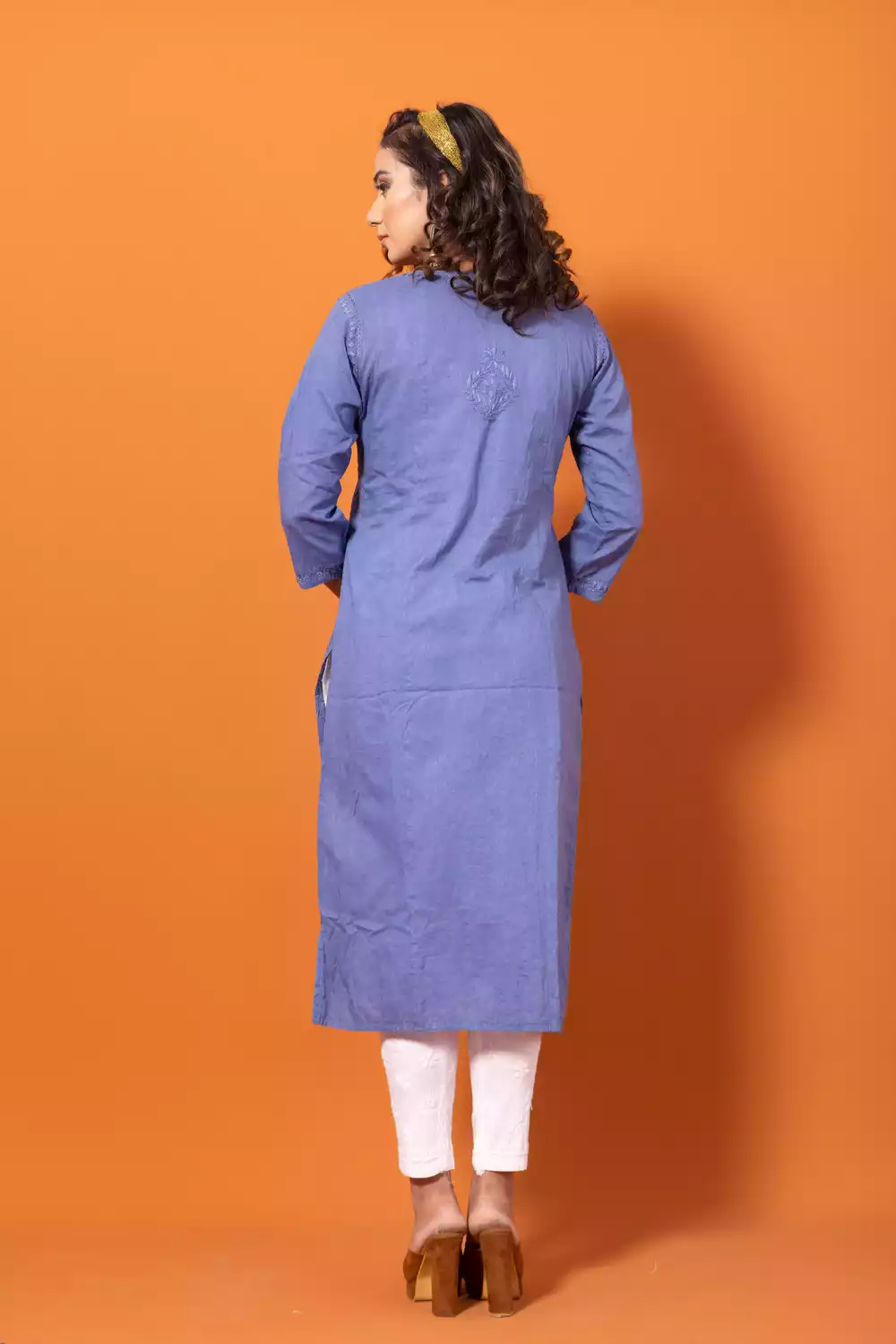 Grey Chikankari Straight Kurtis Online
