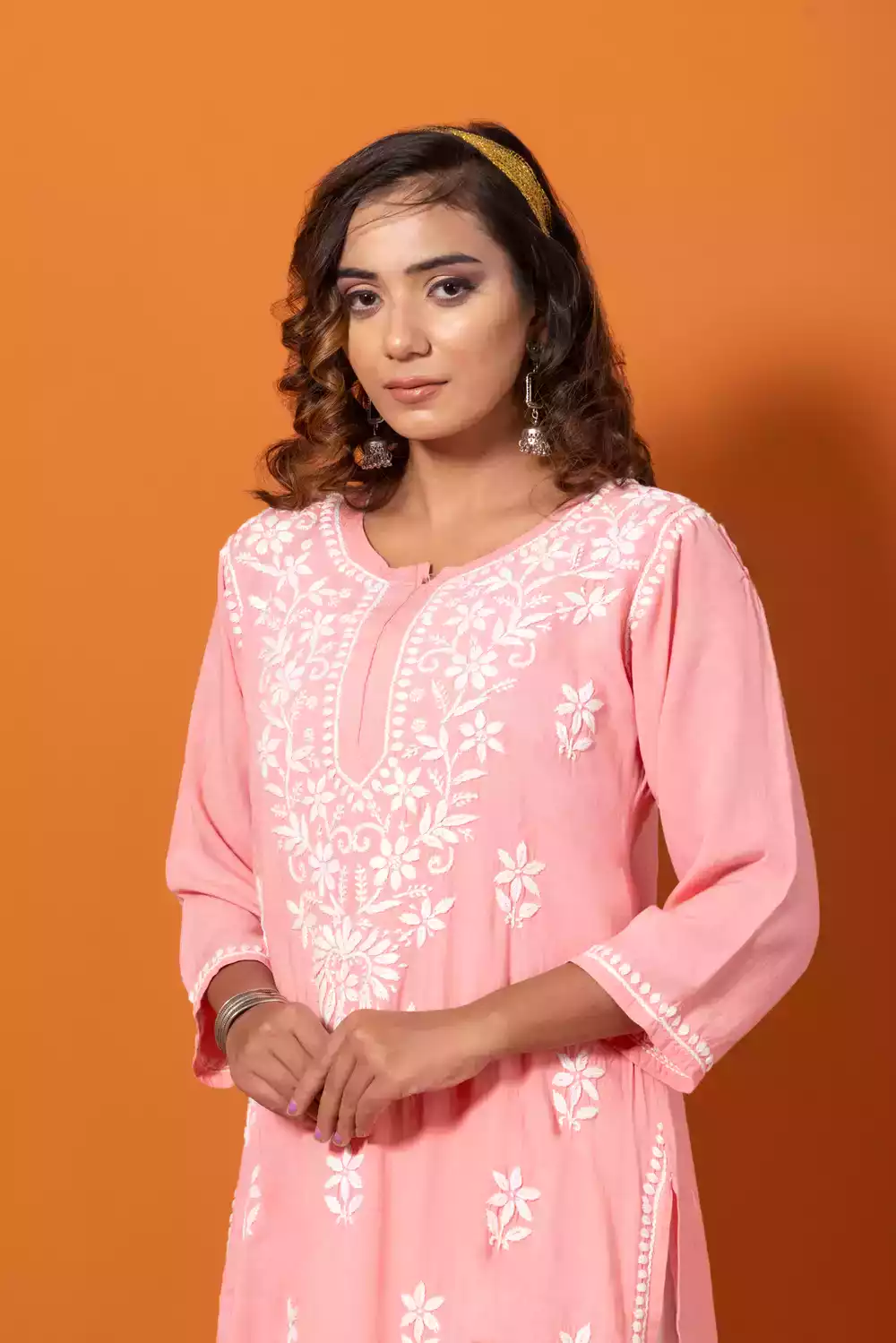 Pink Chikankari Kurtis Online Shopping For Women