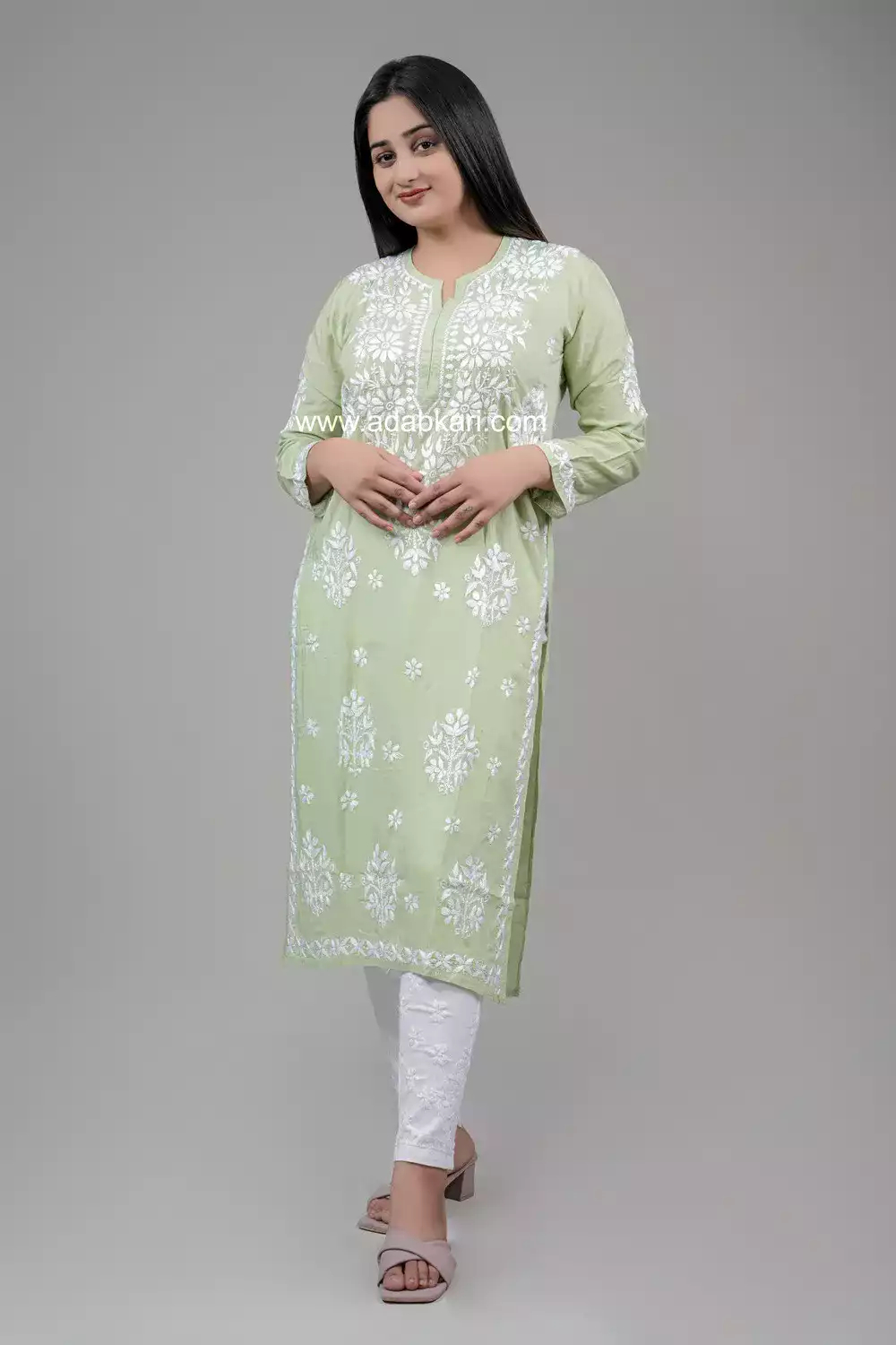 Green Chikankari Kurti Set Online | Chikankari Kurti Online Shopping